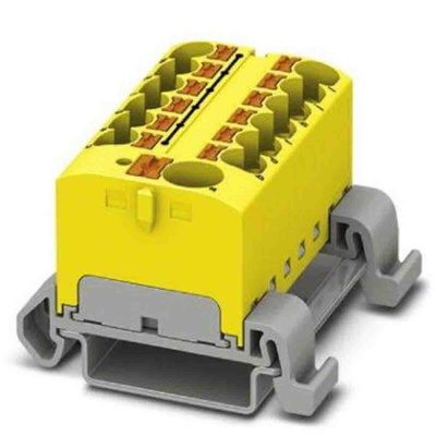 Phoenix Contact Distribution Block, 13 Way, 0.2 → 6mm², 32A, 800 V, Yellow