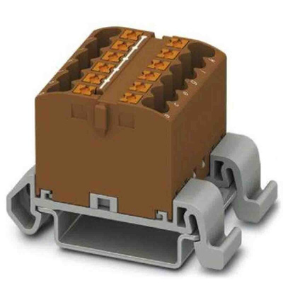Phoenix Contact Distribution Block, 12 Way, 4mm², 24A, 690 V, Brown