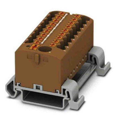 Phoenix Contact Distribution Block, 19 Way, 4mm², 24A, 690 V, Brown