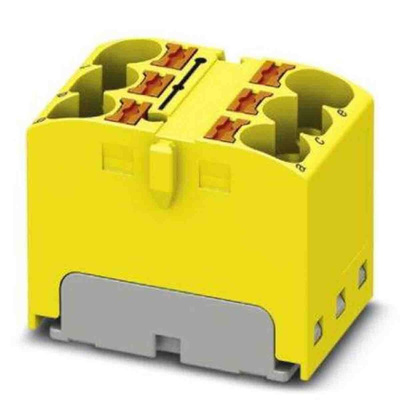 Phoenix Contact Distribution Block, 6 Way, 0.2 → 6mm², 32A, 630 V, Yellow