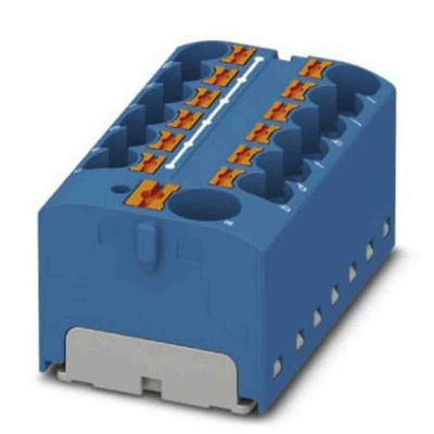 Phoenix Contact Distribution Block, 13 Way, 6mm², 32A, 450 V, Blue