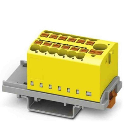 Phoenix Contact Distribution Block, 13 Way, 4mm², 24A, 690 V, Yellow