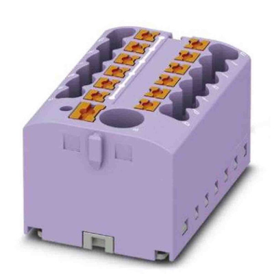 Phoenix Contact Distribution Block, 13 Way, 4mm², 24A, 450 V, Violet