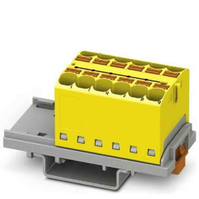 Phoenix Contact Distribution Block, 12 Way, 0.2 → 6mm², 32A, 800 V, Yellow