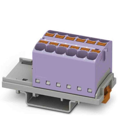 Phoenix Contact Distribution Block, 12 Way, 0.2 → 6mm², 32A, 800 V, Violet