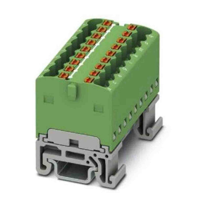 Phoenix Contact Distribution Block, 18 Way, 2.5mm², 17.5A, 500 V, Green