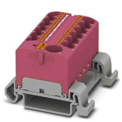 Phoenix Contact Distribution Block, 13 Way, 0.2 → 6mm², 32A, 800 V, Pink