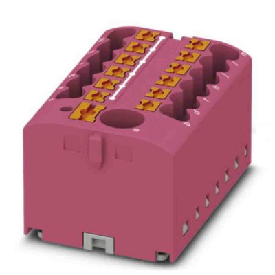 Phoenix Contact Distribution Block, 13 Way, 0.14 → 4mm², 24A, 450 V, Pink