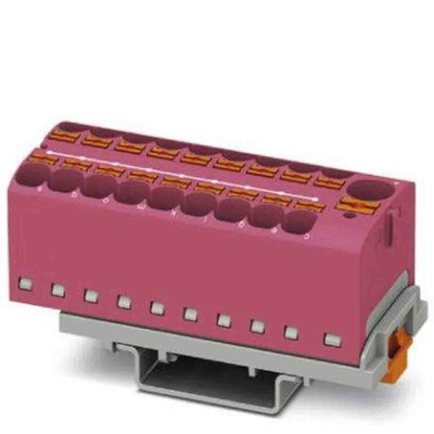 Phoenix Contact Distribution Block, 19 Way, 0.2 → 6mm², 32A, 800 V, Pink