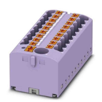 Phoenix Contact Distribution Block, 19 Way, 0.14 → 4mm², 24A, 450 V, Violet