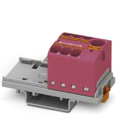 Phoenix Contact Distribution Block, 7 Way, 0.2 → 6mm², 32A, 450 V, Pink