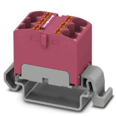 Phoenix Contact Distribution Block, 6 Way, 0.2 → 6mm², 32A, 800 V, Pink