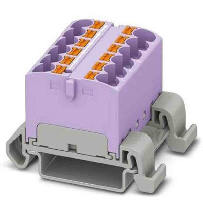 Phoenix Contact Distribution Block, 12 Way, 0.2 → 6mm², 32A, 800 V, Violet