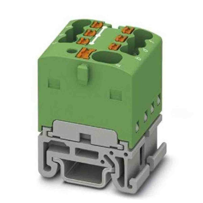Phoenix Contact Distribution Block, 7 Way, 2.5mm², 17.5A, 500 V, Green