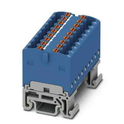 Phoenix Contact Distribution Block, 18 Way, 2.5mm², 17.5A, 500 V, Blue