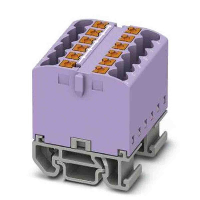 Phoenix Contact Distribution Block, 12 Way, 4mm², 24A, 690 V, Violet