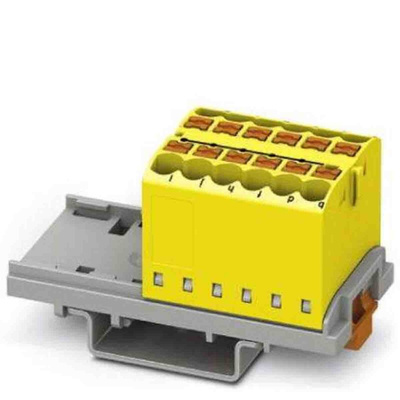 Phoenix Contact Distribution Block, 12 Way, 4mm², 24A, 690 V, Yellow