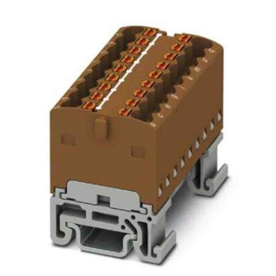 Phoenix Contact Distribution Block, 18 Way, 2.5mm², 17.5A, 500 V, Brown