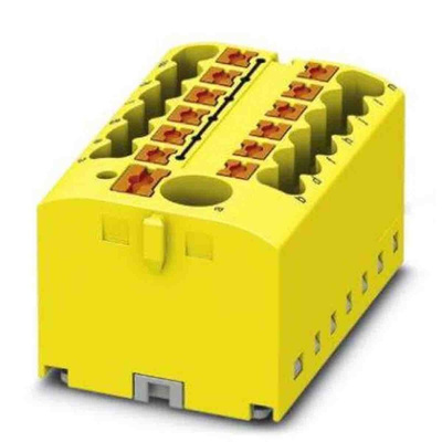 Phoenix Contact Distribution Block, 13 Way, 4mm², 24A, 450 V, Yellow