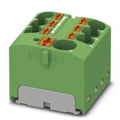 Phoenix Contact Distribution Block, 7 Way, 6mm², 32A, 450 V, Green