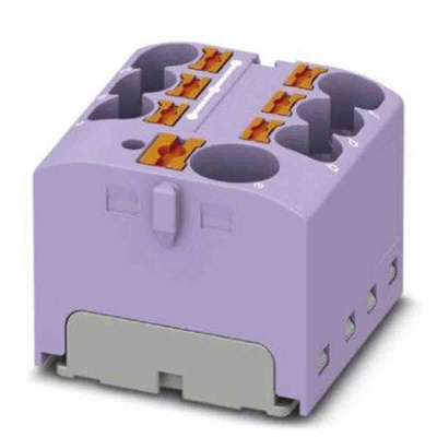 Phoenix Contact Distribution Block, 7 Way, 6mm², 32A, 450 V, Violet