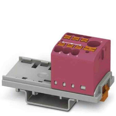 Phoenix Contact Distribution Block, 7 Way, 4mm², 24A, 690 V, Pink