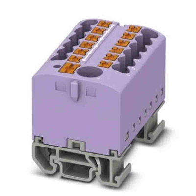 Phoenix Contact Distribution Block, 13 Way, 4mm², 24A, 690 V, Violet