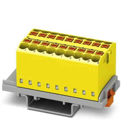 Phoenix Contact Distribution Block, 18 Way, 4mm², 24A, 690 V, Yellow