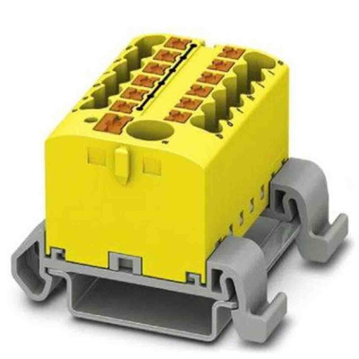 Phoenix Contact Distribution Block, 13 Way, 4mm², 24A, 690 V, Yellow