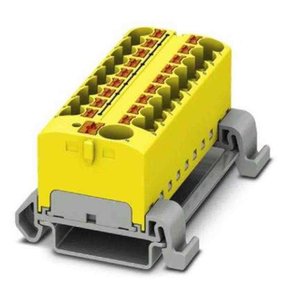 Phoenix Contact Distribution Block, 19 Way, 0.2 → 6mm², 32A, 800 V, Yellow