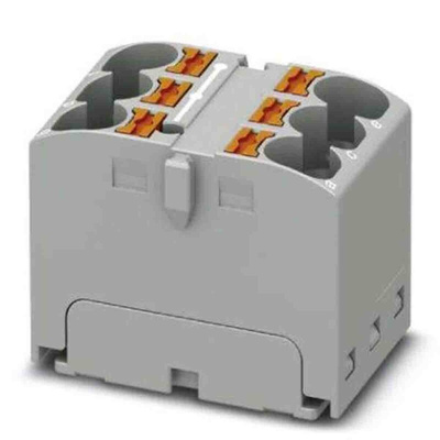 Phoenix Contact Distribution Block, 6 Way, 0.2 → 6mm², 32A, 630 V, Grey