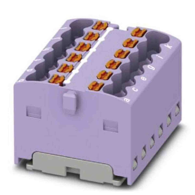 Phoenix Contact Distribution Block, 12 Way, 2.5mm², 17.5A, 450 V, Violet