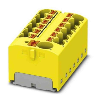 Phoenix Contact Distribution Block, 13 Way, 6mm², 32A, 450 V, Yellow