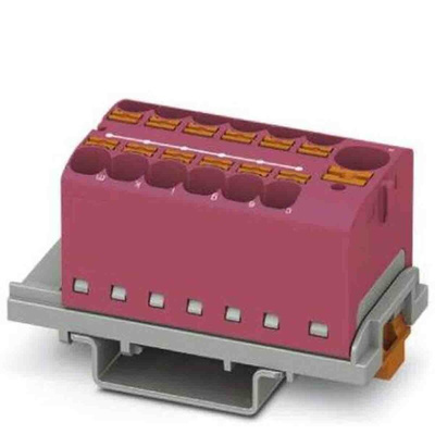 Phoenix Contact Distribution Block, 13 Way, 0.2 → 6mm², 32A, 800 V, Pink