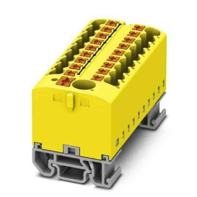 Phoenix Contact Distribution Block, 19 Way, 4mm², 24A, 690 V, Yellow