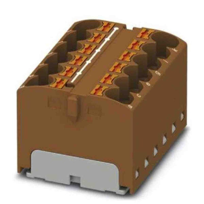 Phoenix Contact Distribution Block, 12 Way, 6mm², 32A, 450 V, Brown