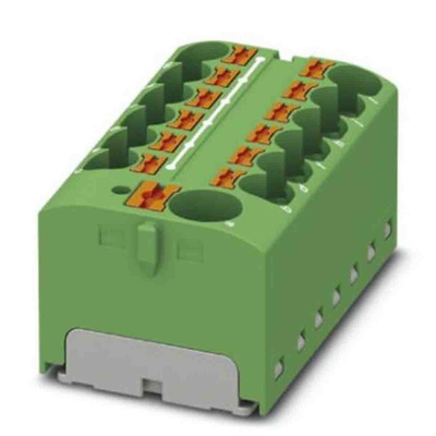 Phoenix Contact Distribution Block, 13 Way, 6mm², 32A, 450 V, Green