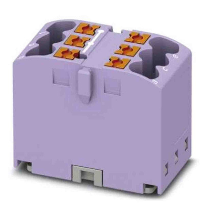 Phoenix Contact Distribution Block, 6 Way, 4mm², 24A, 450 V, Violet