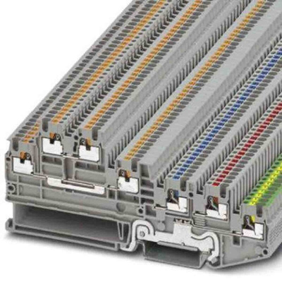 Phoenix Contact PTIO 1,5 Series Grey Non-Fused DIN Rail Terminal, 0.14 → 1.5mm², Push In Termination
