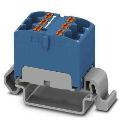 Phoenix Contact Distribution Block, 6 Way, 0.2 → 6mm², 32A, 800 V, Blue