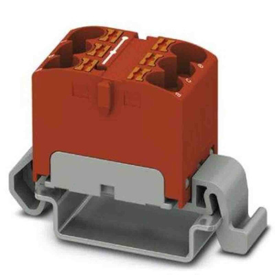 Phoenix Contact Distribution Block, 6 Way, 0.2 → 6mm², 32A, 800 V, Red