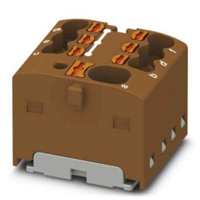 Phoenix Contact Distribution Block, 7 Way, 2.5mm², 17.5A, 450 V, Brown