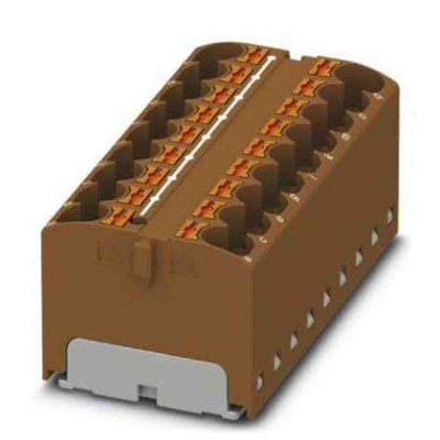 Phoenix Contact Distribution Block, 18 Way, 6mm², 32A, 450 V, Brown