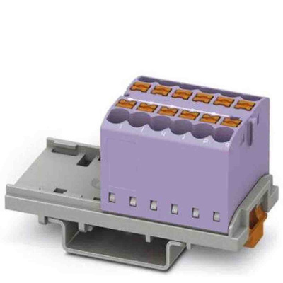 Phoenix Contact Distribution Block, 12 Way, 4mm², 24A, 690 V, Violet