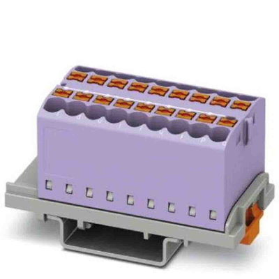 Phoenix Contact Distribution Block, 18 Way, 4mm², 24A, 690 V, Violet