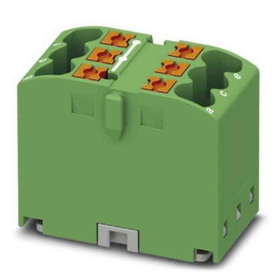 Phoenix Contact Distribution Block, 6 Way, 4mm², 24A, 450 V, Green