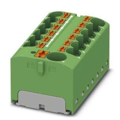 Phoenix Contact Distribution Block, 13 Way, 6mm², 32A, 450 V, Green