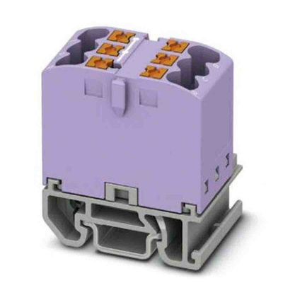 Phoenix Contact Distribution Block, 6 Way, 4mm², 24A, 690 V, Violet