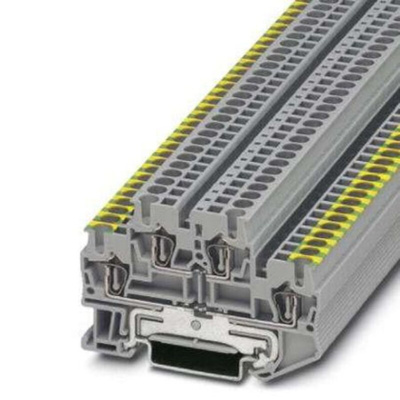 Phoenix Contact 5, STTB 2 Series Green, Grey, Yellow DIN Rail Terminal Block, 0.08 → 4mm², Spring Clamp