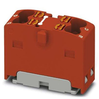 Phoenix Contact Distribution Block, 4 Way, 2.5mm², 17.5A, 450 V, Red